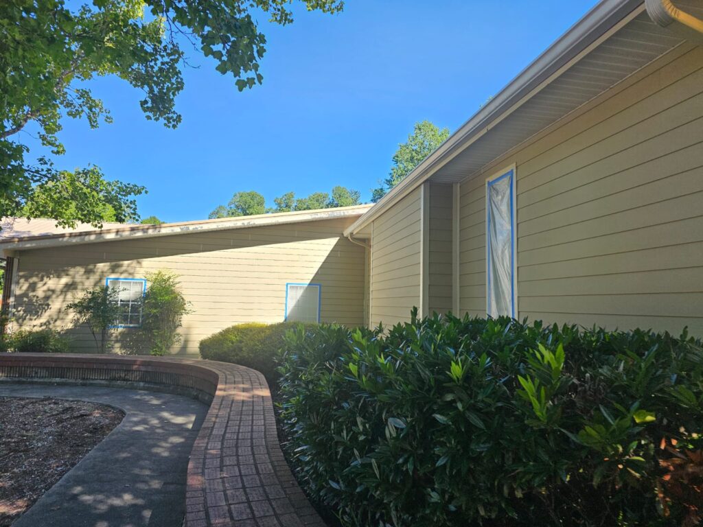 Exterior Painting job in progress — Custom Painting of Asheville Inc